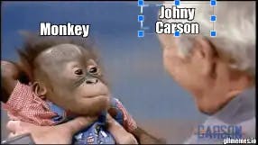 Johny Carson laughs at baby monkey meme template