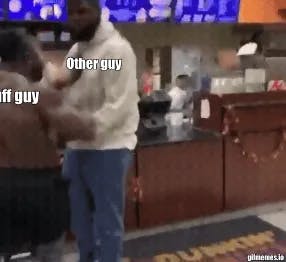 Buff guy walks into a store meme template