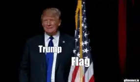 Trump hugging the flag meme template