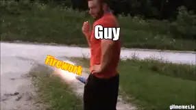 Guy with a firework in pants meme template