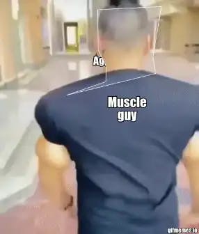 Muscle guy kisses aggressor's forehead meme template