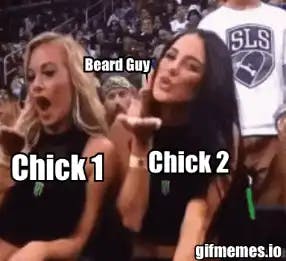 Bearded man blowing a kiss meme template