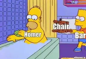 Bart hits Homer with a chair meme template