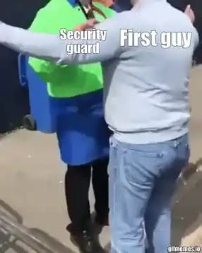 Lazy security guard meme template