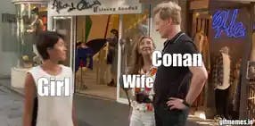 Distracted Conan meme template